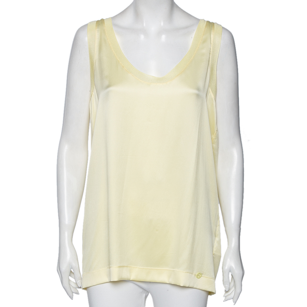 Pre-owned Gucci Yellow Silk Sleeveless Top M
