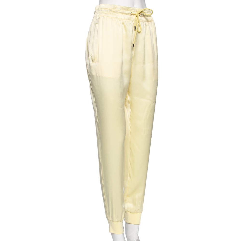 

Gucci Yellow Silk Drawstring Detail Jogger Pants