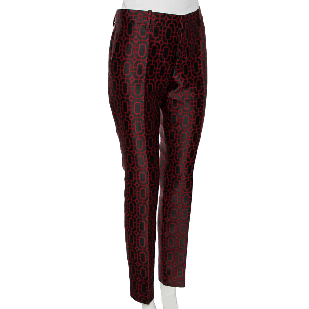

Gucci Black & Red Geometric Jacquard Wool Pants