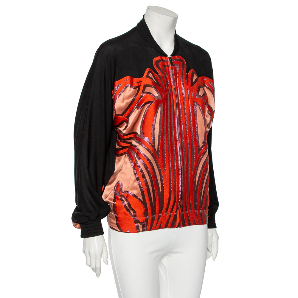 

Gucci Multicolored Lurex Jacquard & Silk Zip Front Jacket, Multicolor