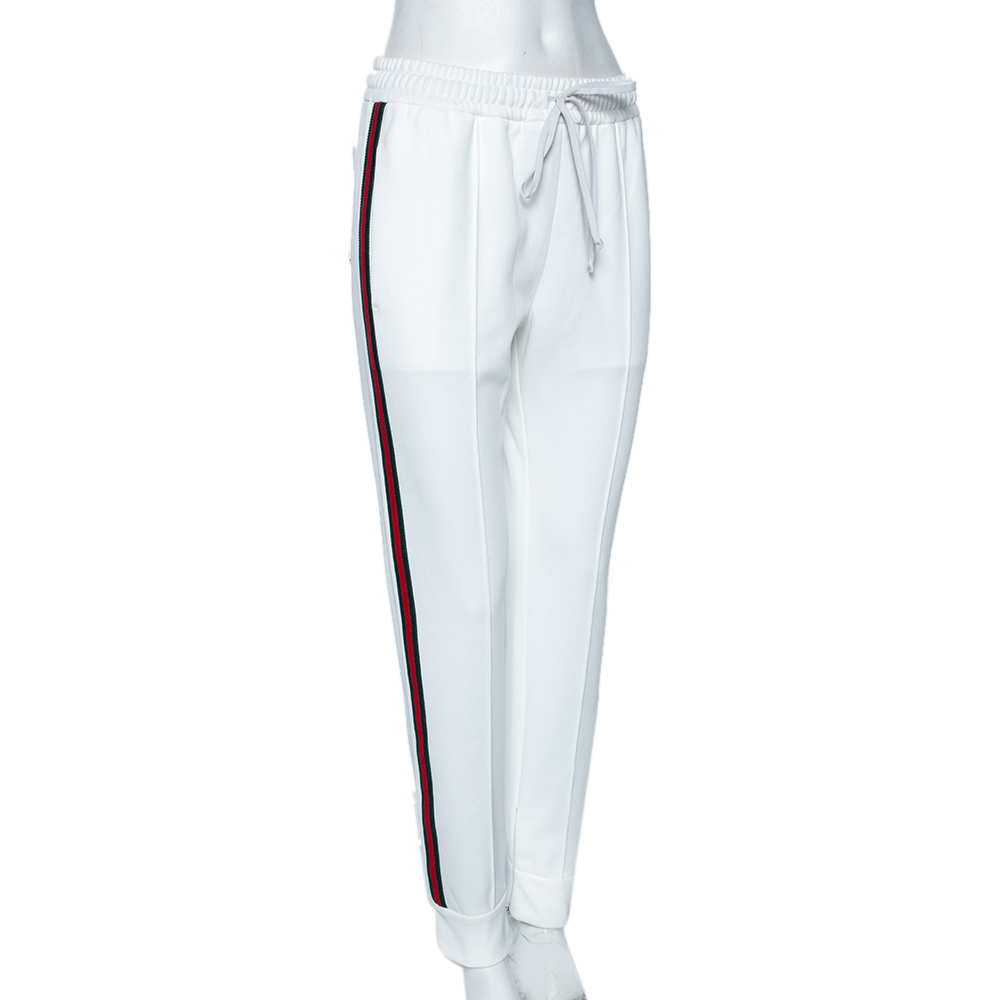 

Gucci White Jersey Cherry Logo Appliqued Track Pants