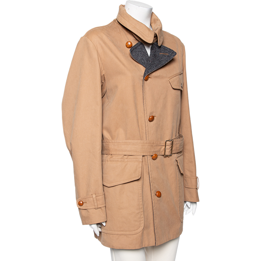 

Gucci Beige Cotton & Wool Lined Belted Trench Coat