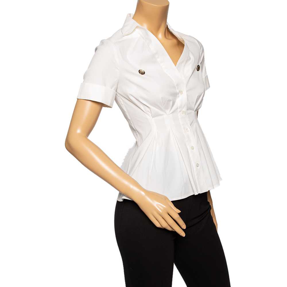 

Gucci White Cotton Pleated Detail Shirt