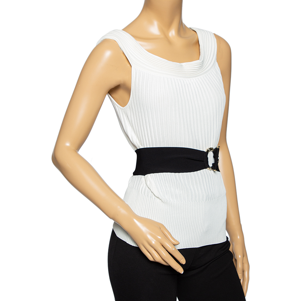 

Gucci White Textured Knit Belted Top