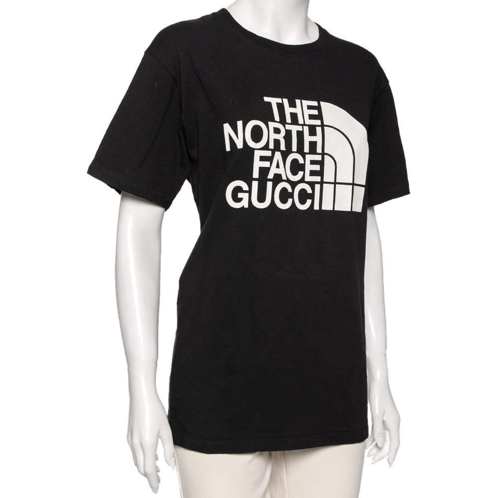 

The North Face X Gucci Black Logo Printed Cotton Oversized Crewneck T-Shirt