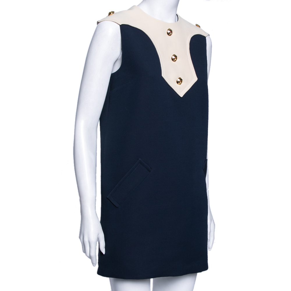 

Gucci Beige/Blue Silk Sleeveless Shift Dress