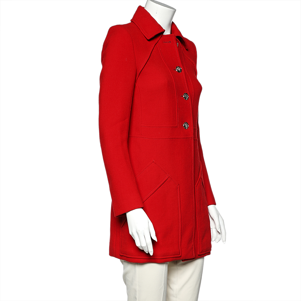 

Gucci Red Wool Buttoned Mid Length Coat