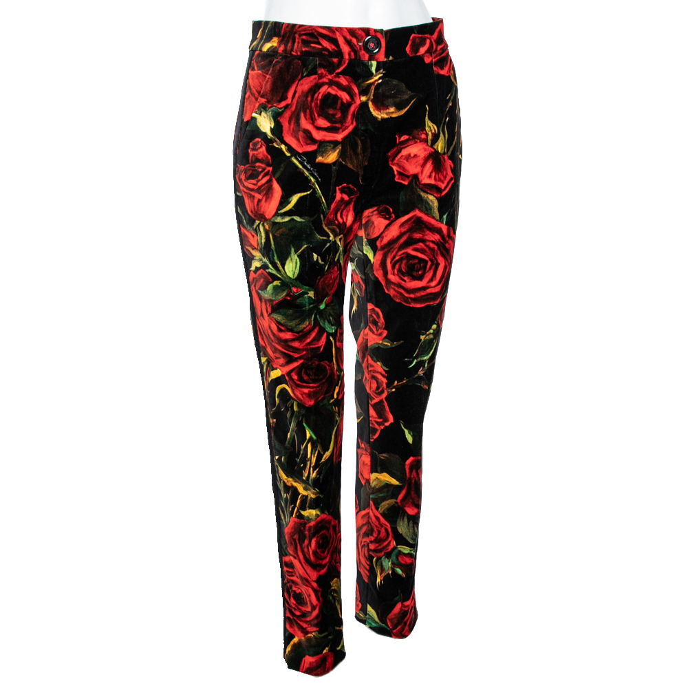 

Gucci Multicolor Floral Print Velvet Trousers