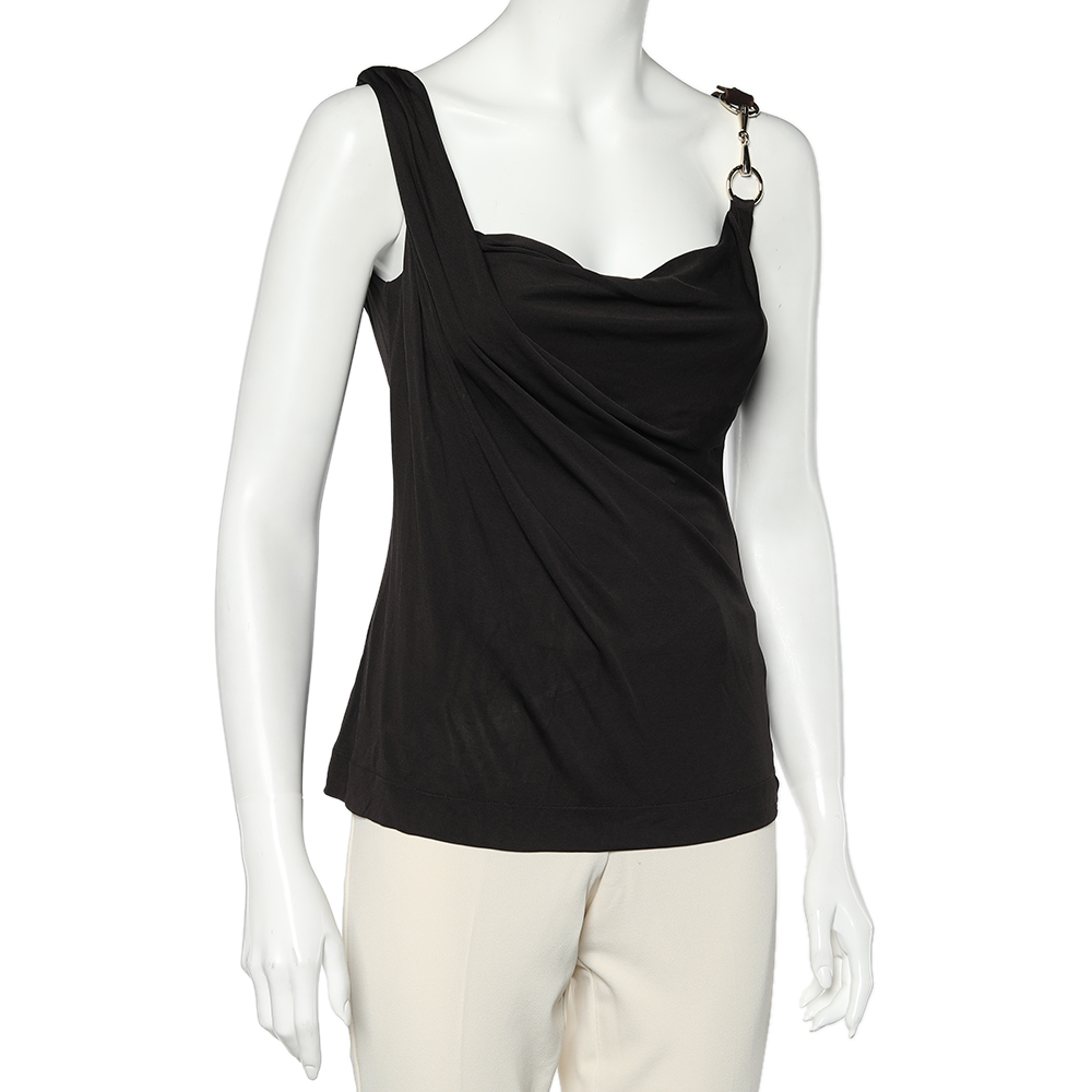 

Gucci Brown Jersey Shoulder Trim Detail Tank Top