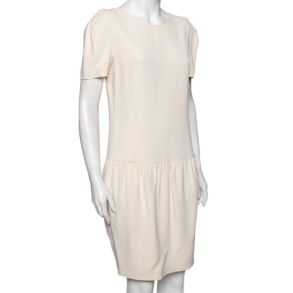 

Gucci Cream Synthetic Gather Short Sleeves Dress