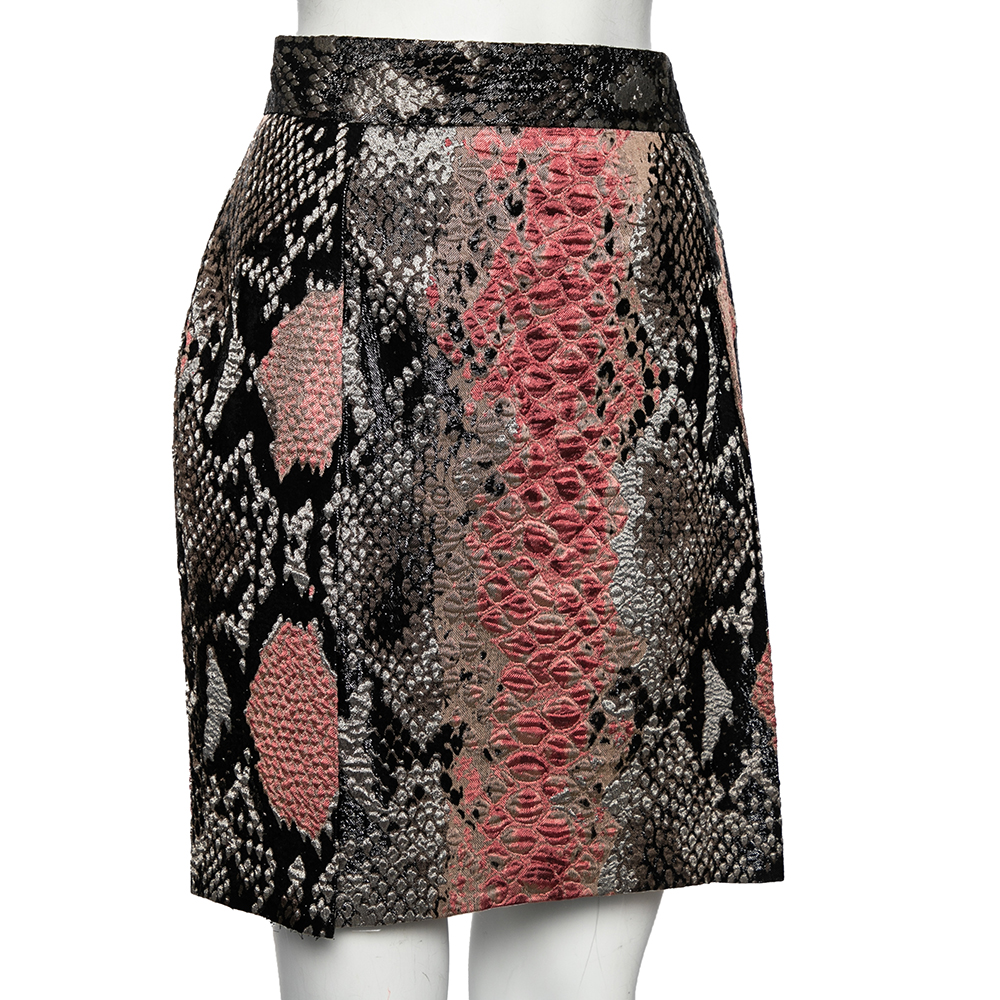 

Gucci Multicolor Metallic Knit Textured Snakeskin Printed Mini Skirt