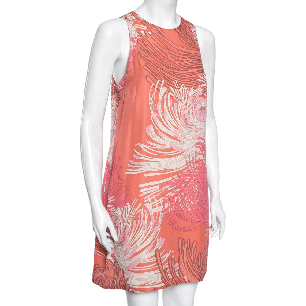 

Gucci Pink Foral Printed Silk Sleeveless Dress