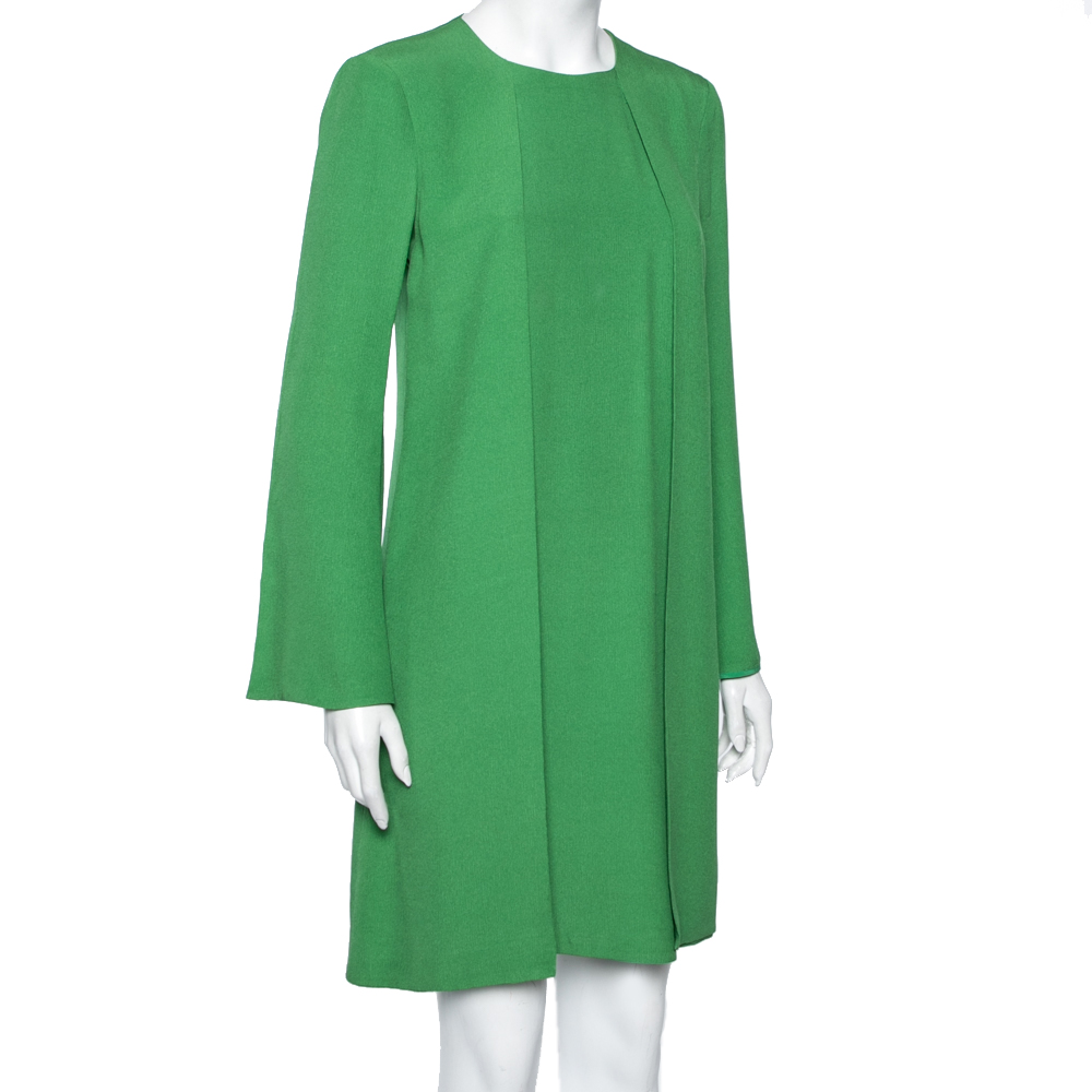 

Gucci Green Silk Cutout Detail Shift Dress