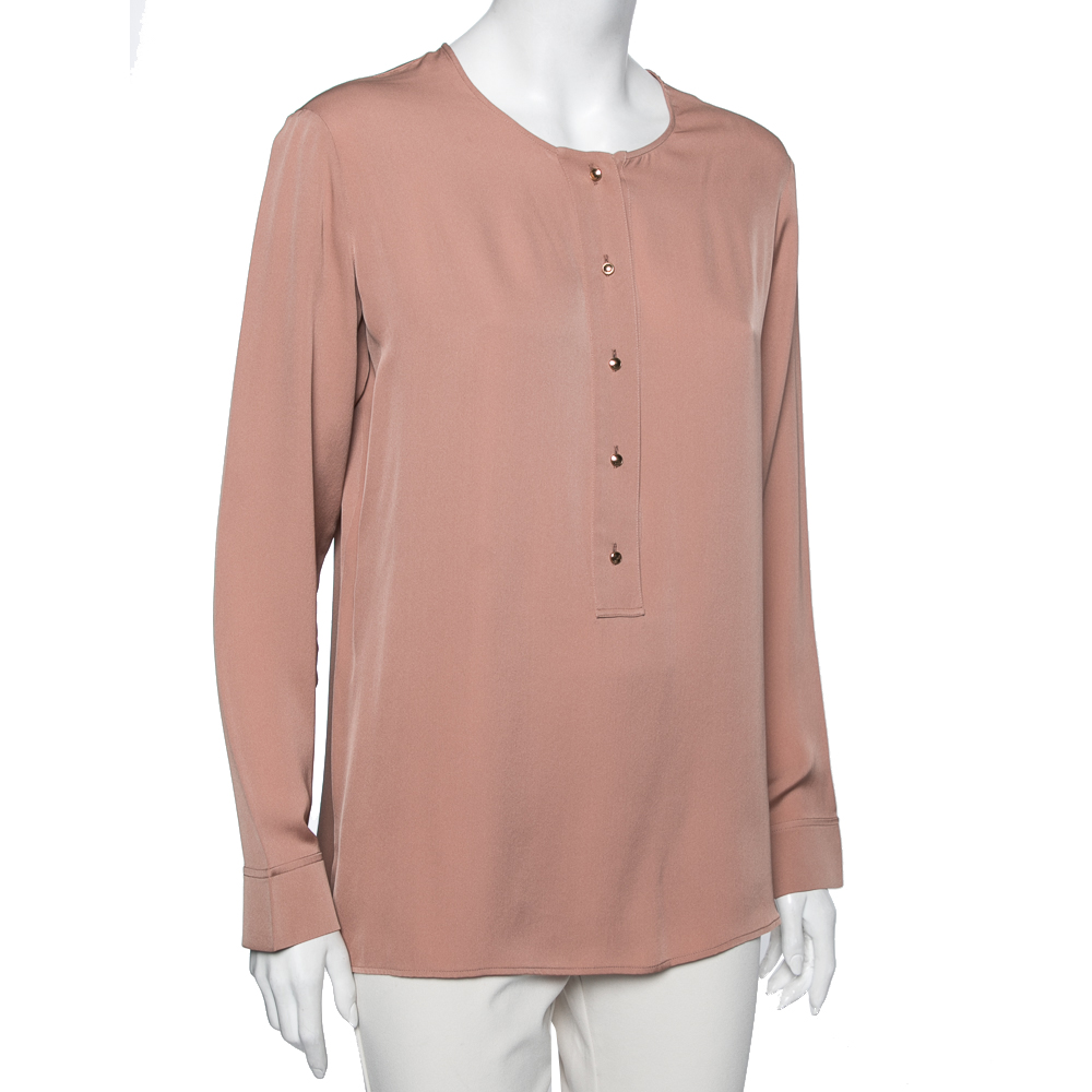 

Gucci Beige Silk Button Front Long Sleeve Blouse