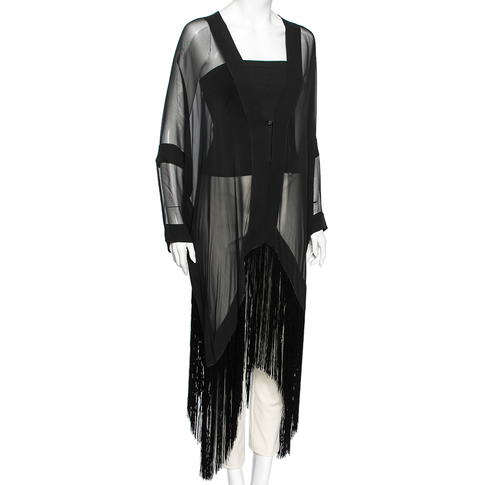 

Gucci Black Silk Fringed Kaftan