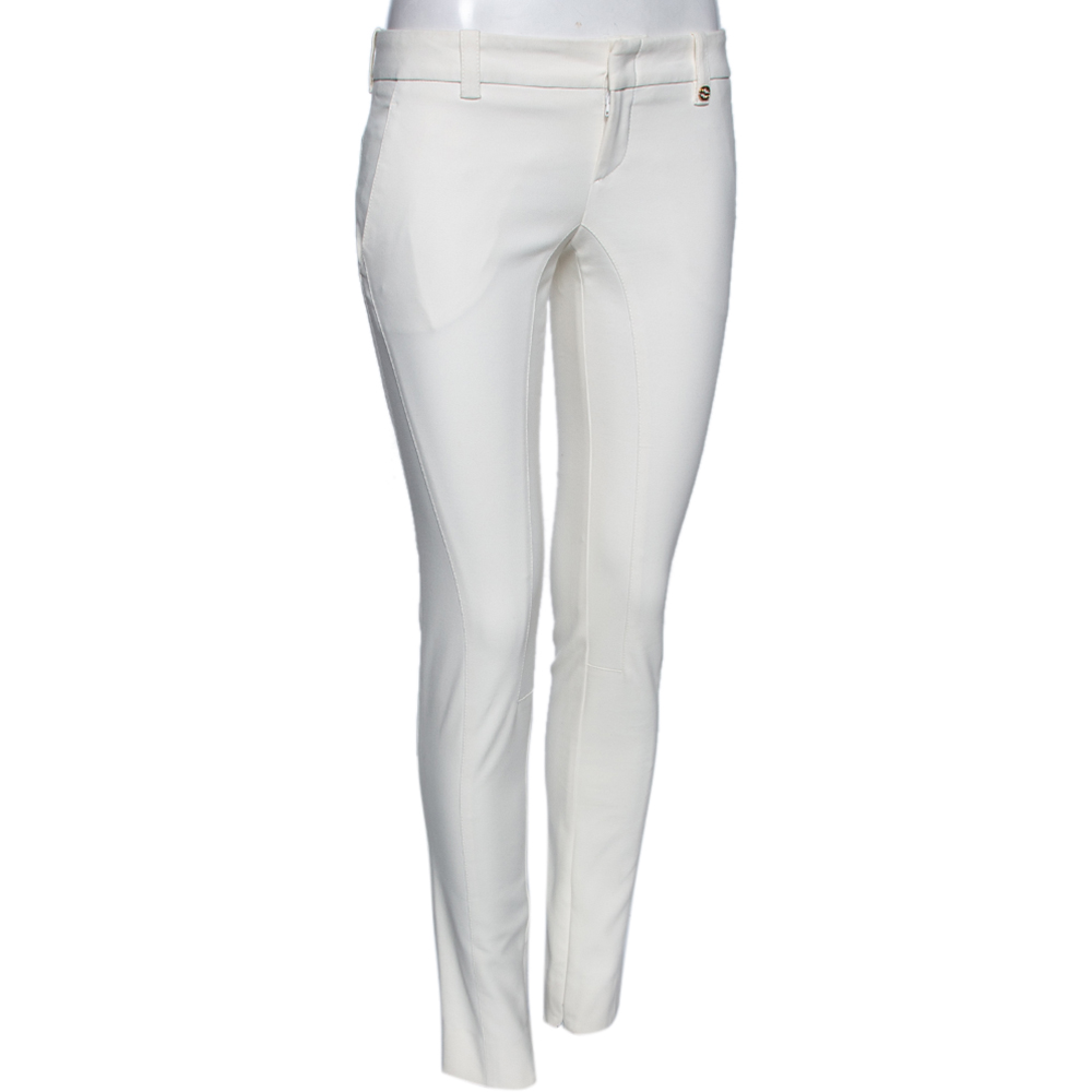 

Gucci White Stretch Cotton Zip Detail Slim Fit Pants