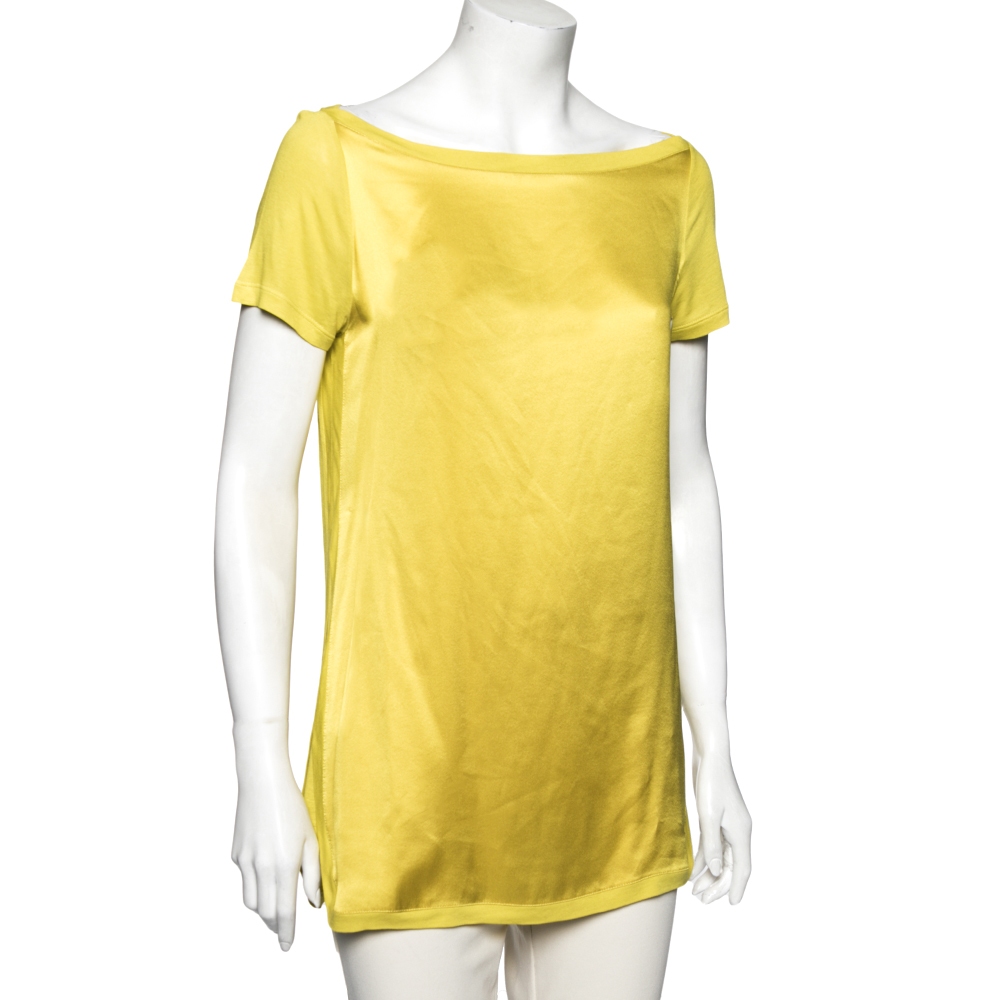 

Gucci Yellow Silk Short Sleeve Blouse