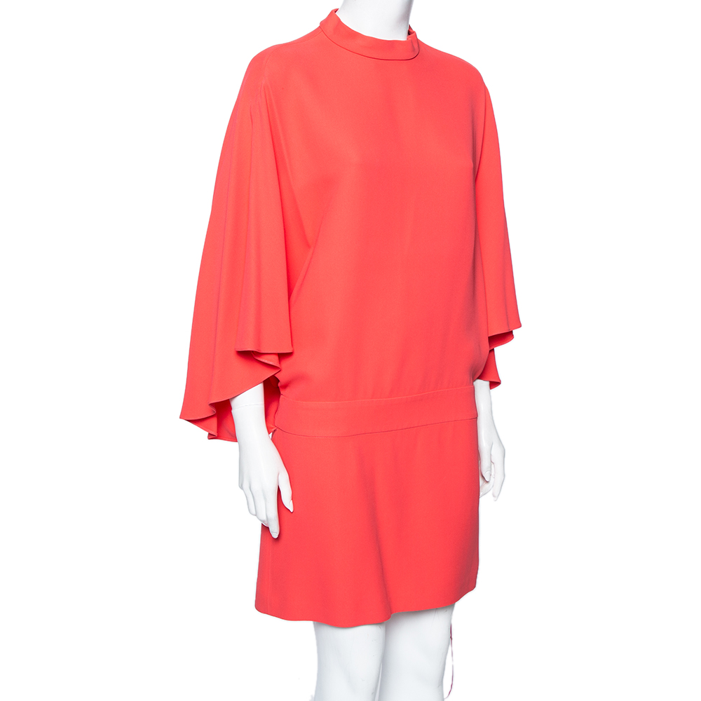 

Gucci Coral Jersey Back Slit Ruffle Sleeve Dress, Pink