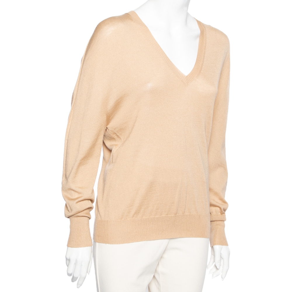 

Gucci Beige Wool & Cashmere Knit V-Neck Long Sleeve Sweater