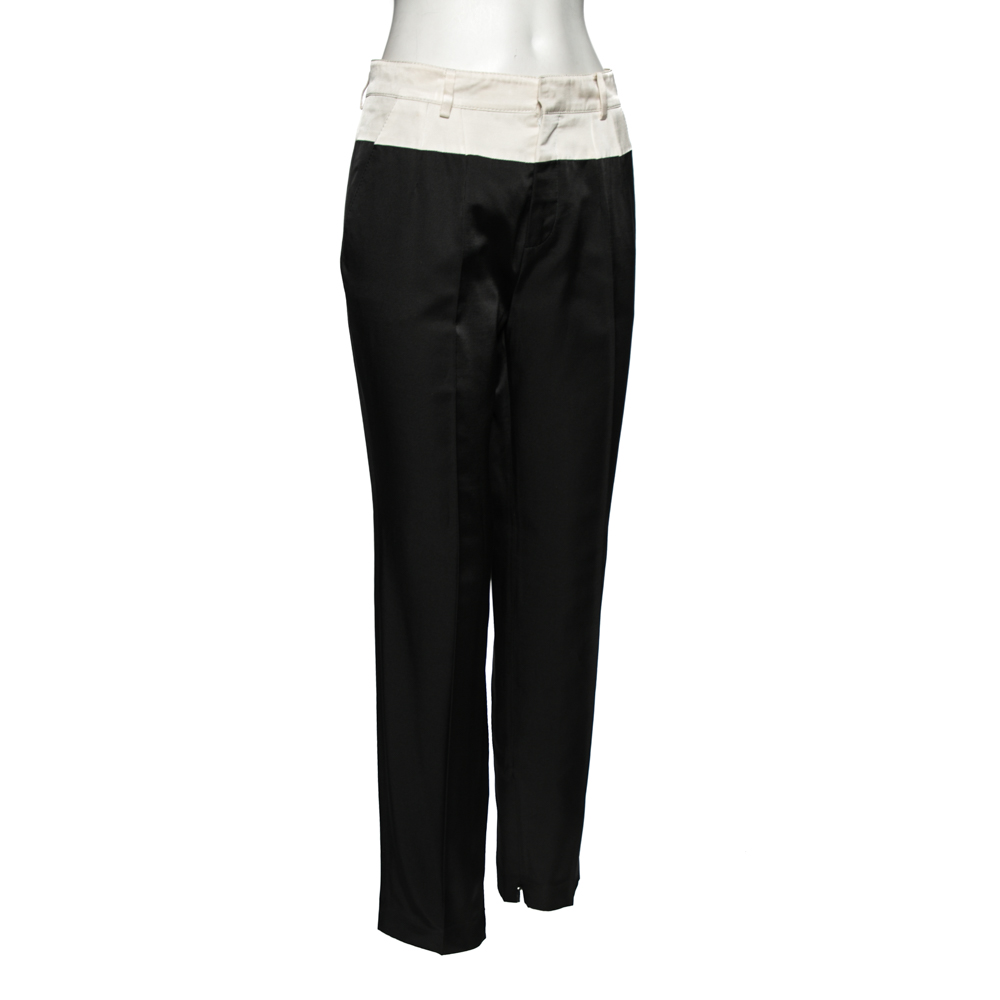 

Gucci Black Cotton & Silk Contrast Trimmed Tailored Pants