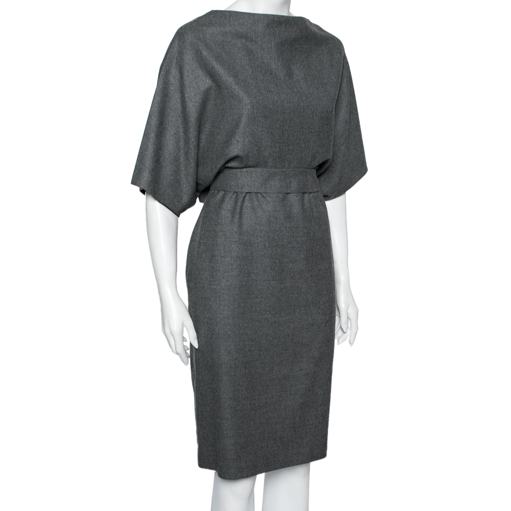

Gucci Grey Wool Belted Cape Dress