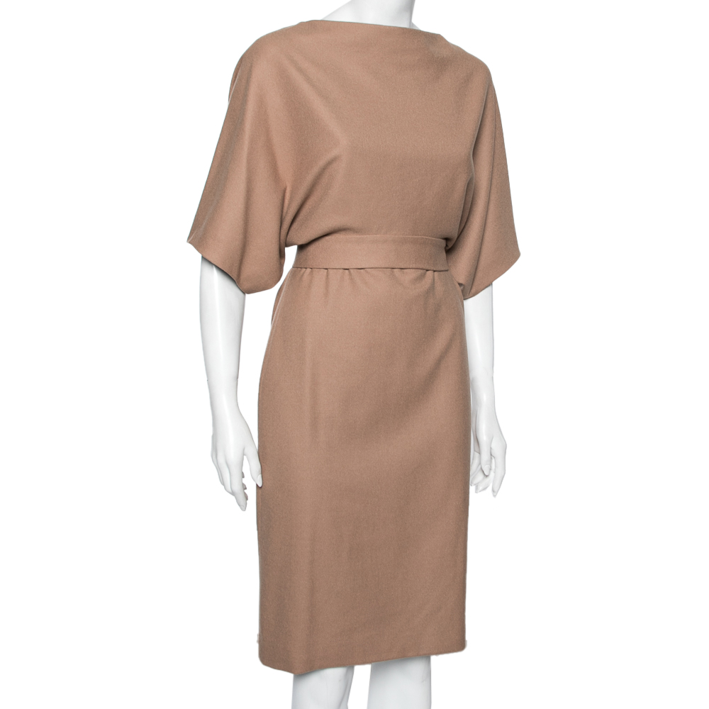 

Gucci Beige Wool Belted Cape Dress