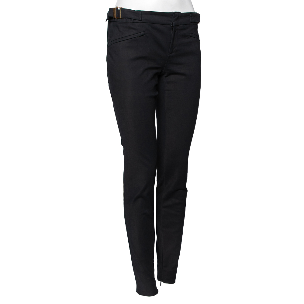 

Gucci Black Cotton Buckle Detail Tapered Trousers