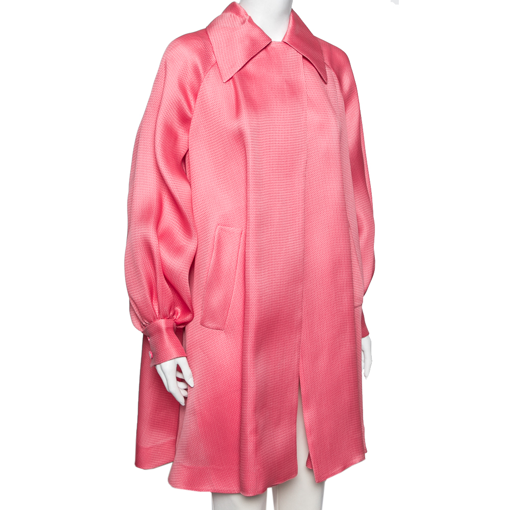 

Gucci Pink Patterned Silk Lightweight Cape Coat