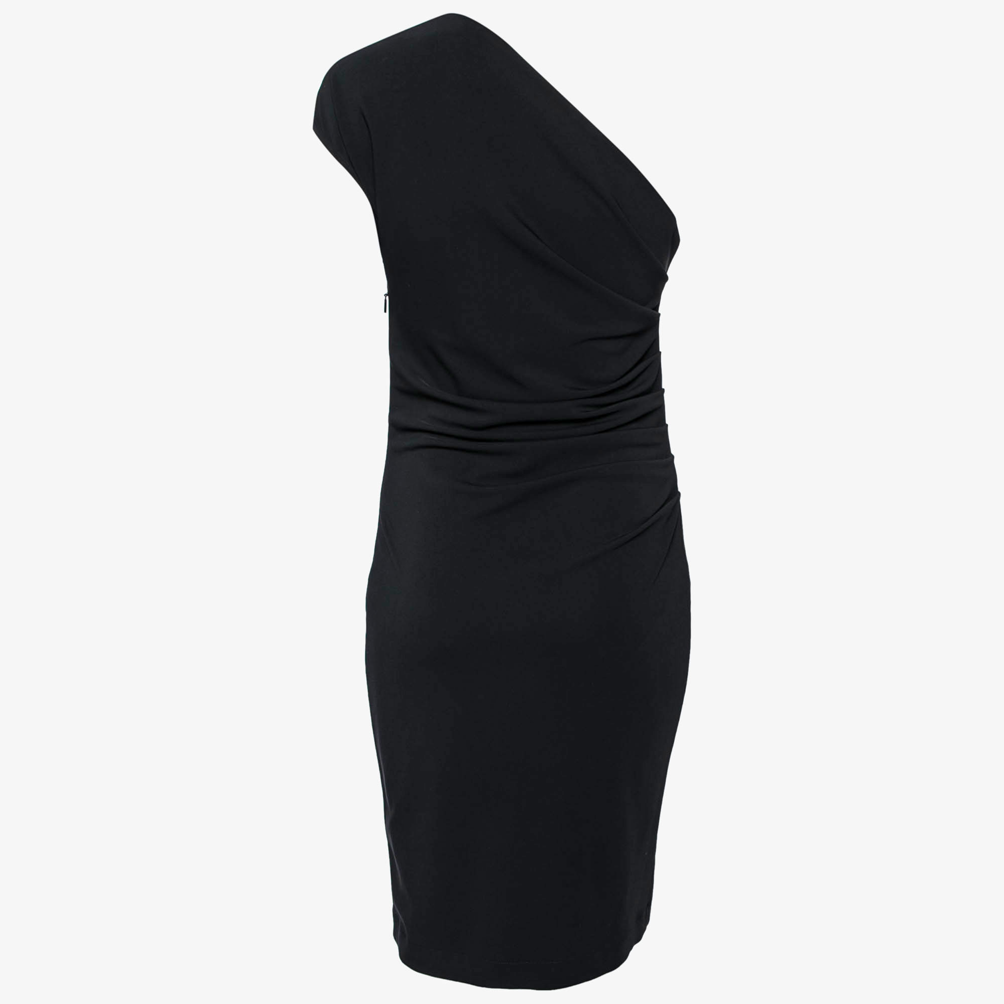 

Gucci Black Stretch Knit Ruched One-Shoulder Short Dress