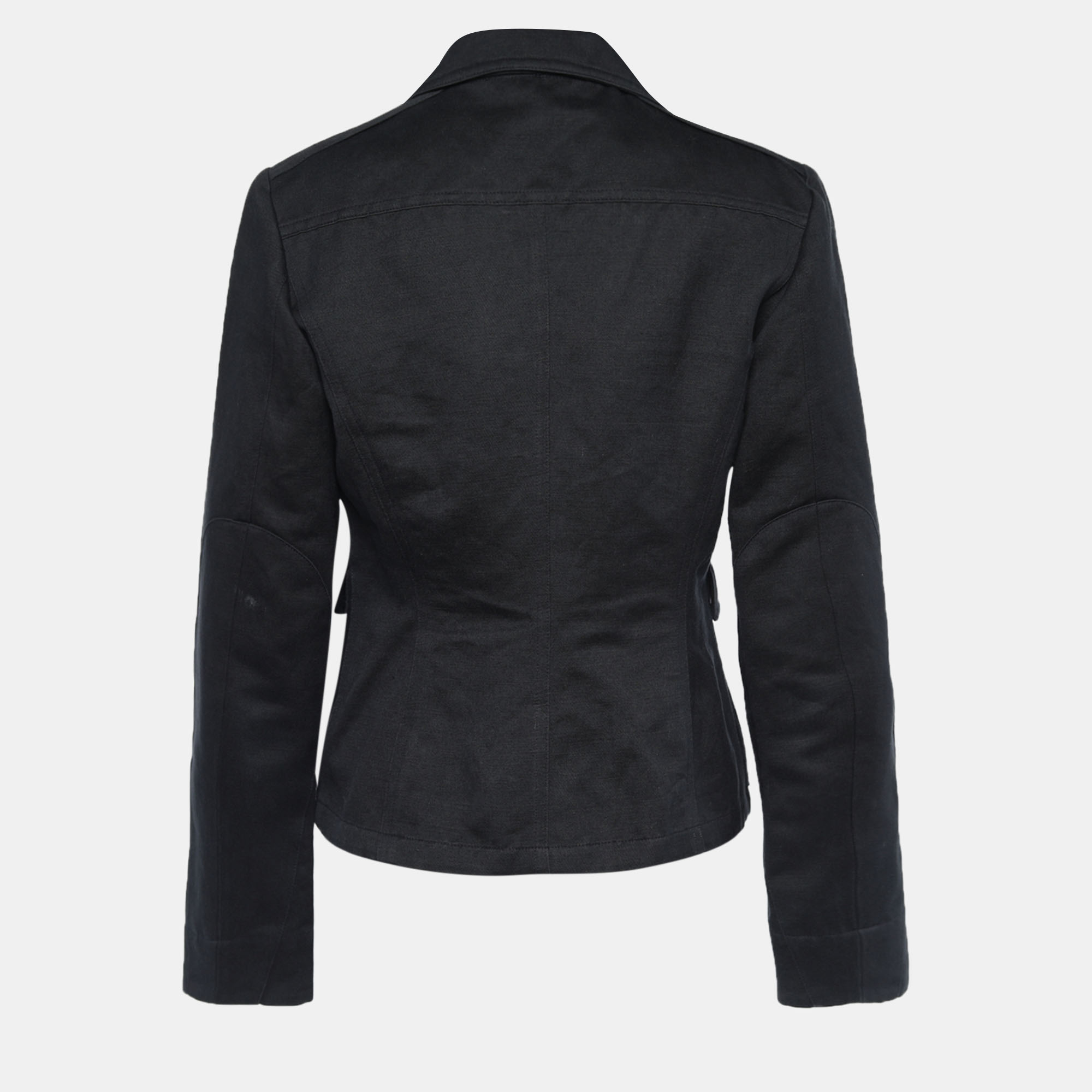 

Gucci Vintage Black Linen Blend Button Front Jacket