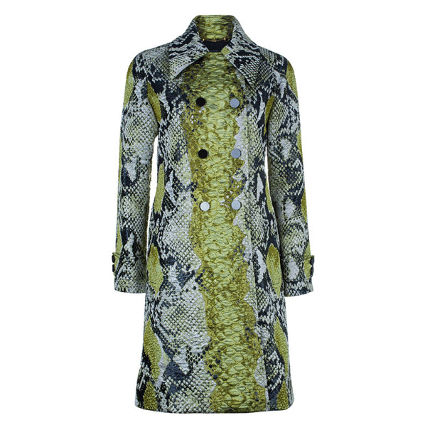 مملوكة مسبقًا معطف غوتشي جلد ثعبان جاكار مزدوج الصدرية M