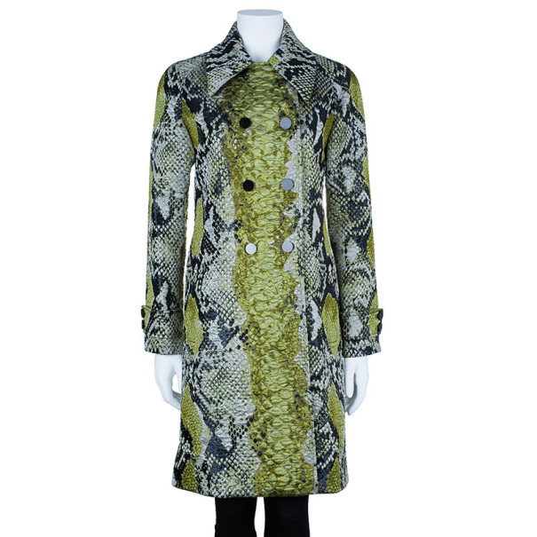 

Gucci Jacquard Python Motif Doublebreasted Coat, Green