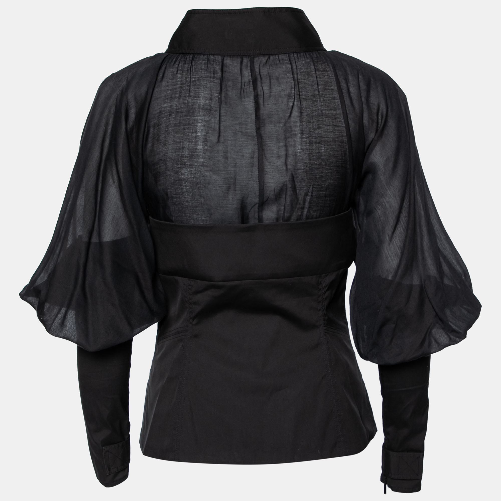 

Gucci Black Cotton Billowy Sleeve Detail Top