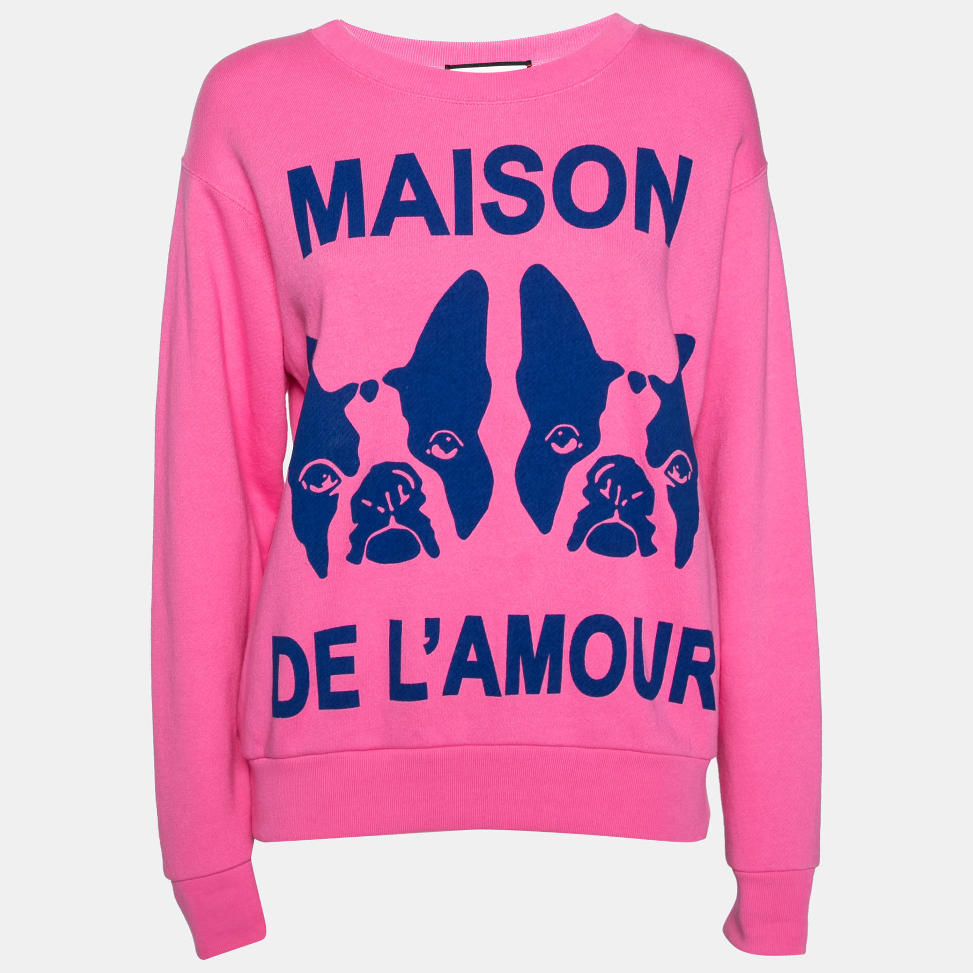 Pre-owned Gucci Pink Maison De L'amour Bosco And Orso Printed Cotton Sweatshirt Xxs