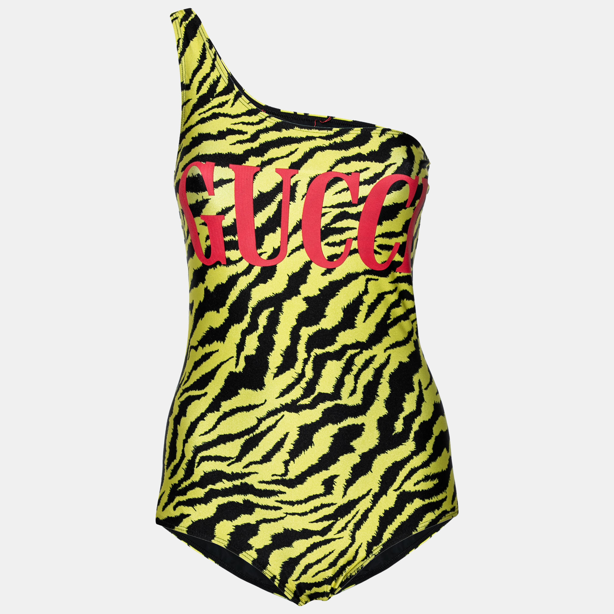 

Gucci Black and Yellow Zebra Print Sparkling Swimsuit M