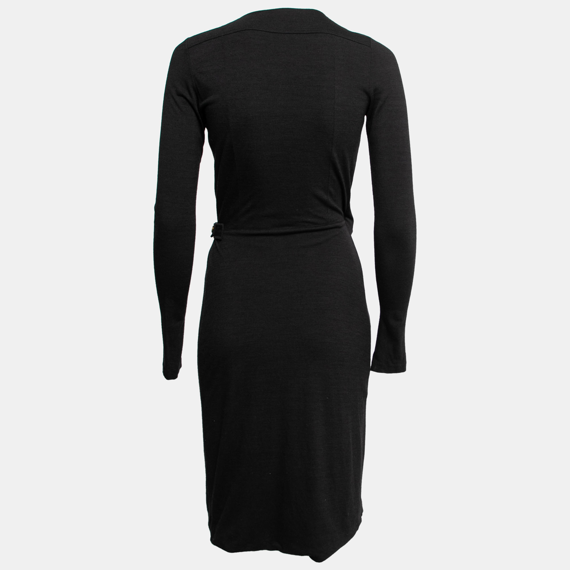 

Gucci Black Knit Buckle Detail V-Neck Wrap Dress