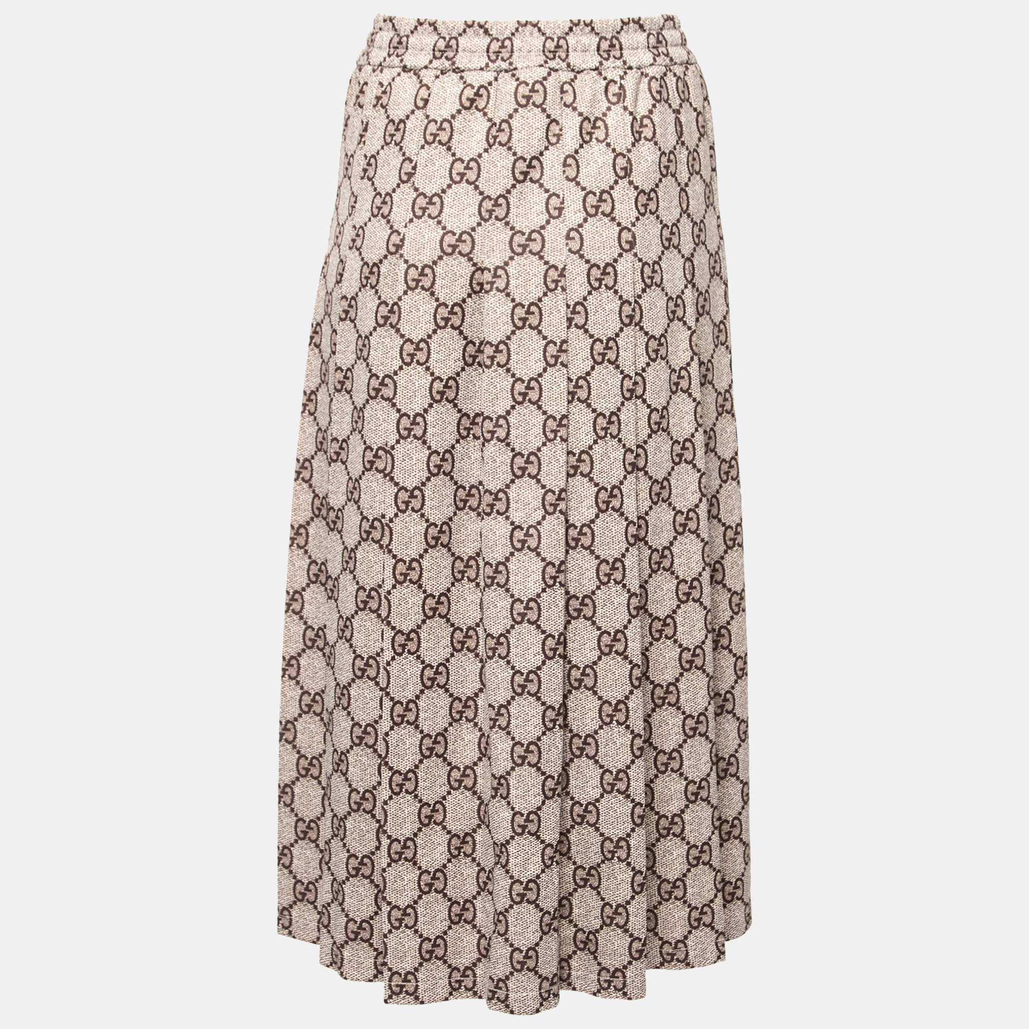 

Gucci Brown GG Printed Jersey Pleated Midi Skirt