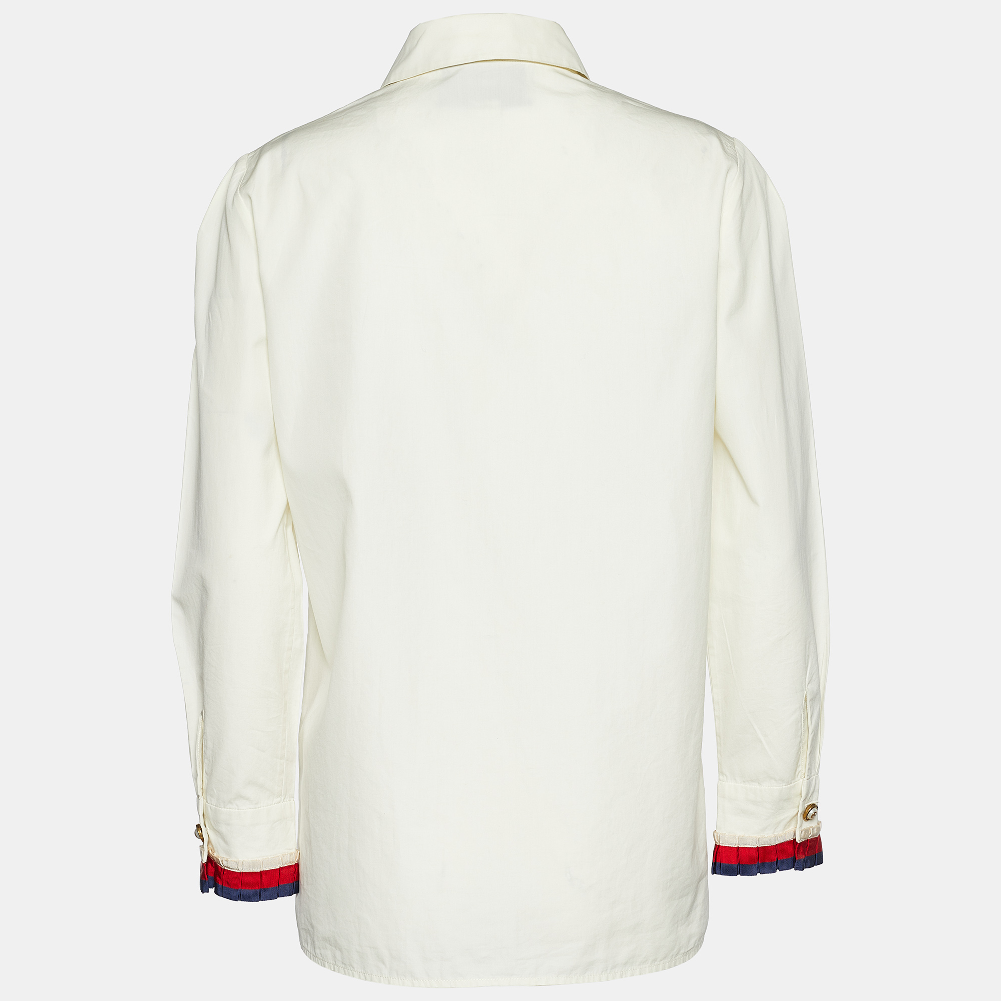 

Gucci Off-White Poplin Sylvie Web Trim Shirt, Cream