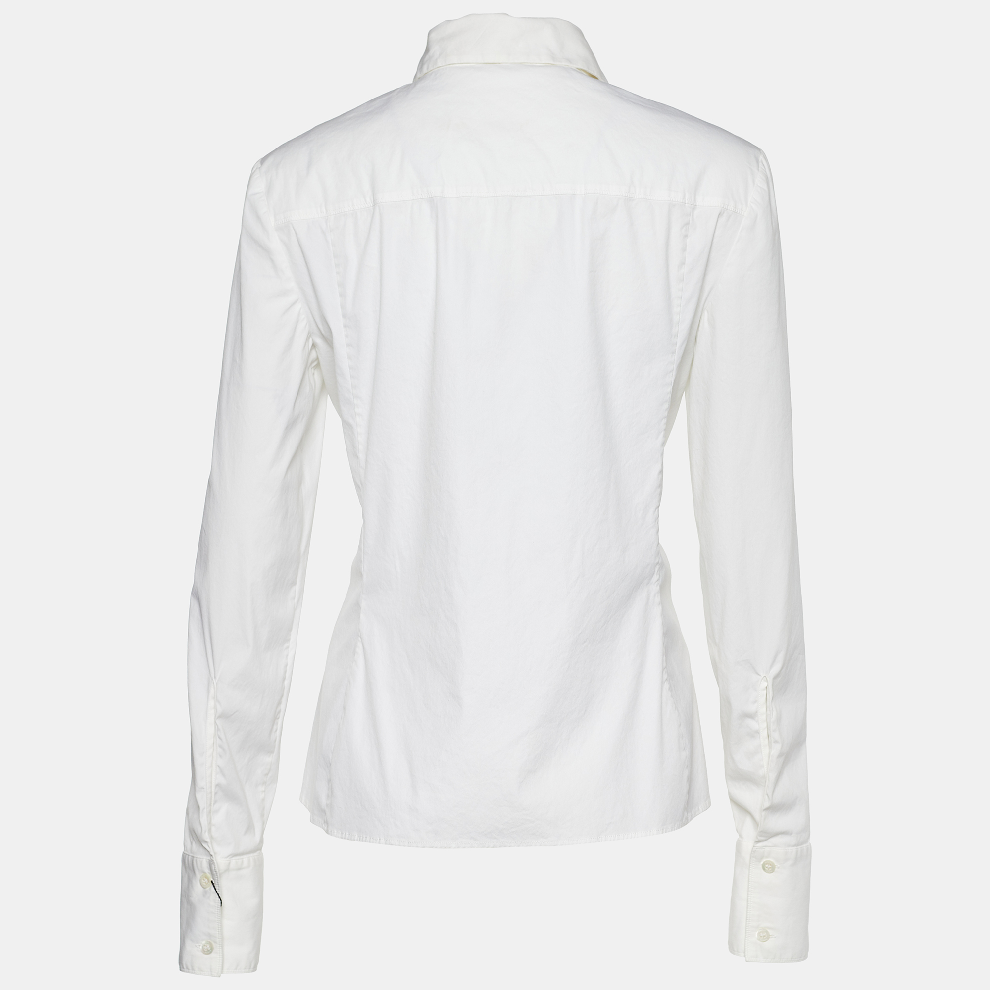 

Gucci Vintage White Stretch Cotton Lace-Up Detail Shirt