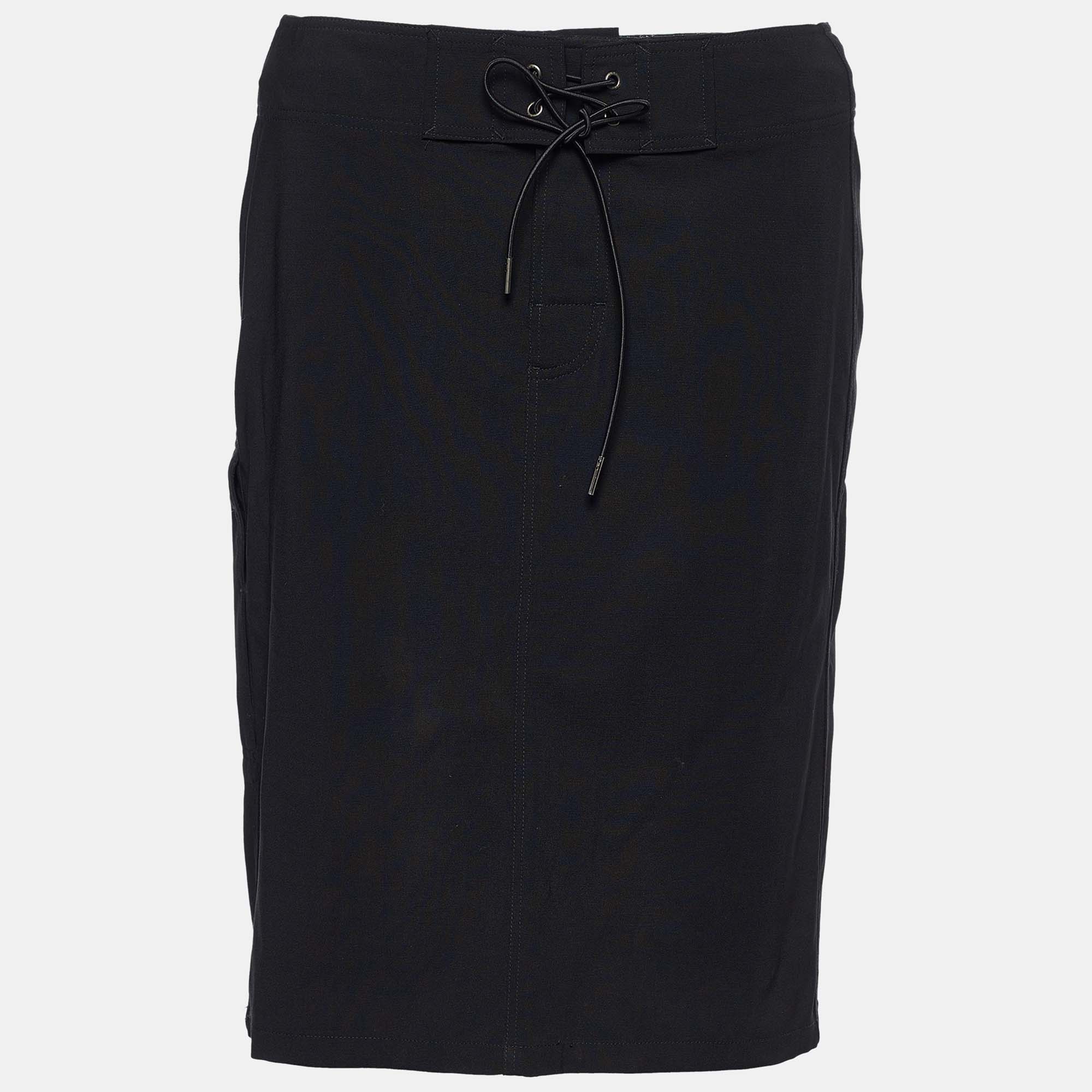 Pre-owned Gucci Black Wool Zip Detail Skirt S