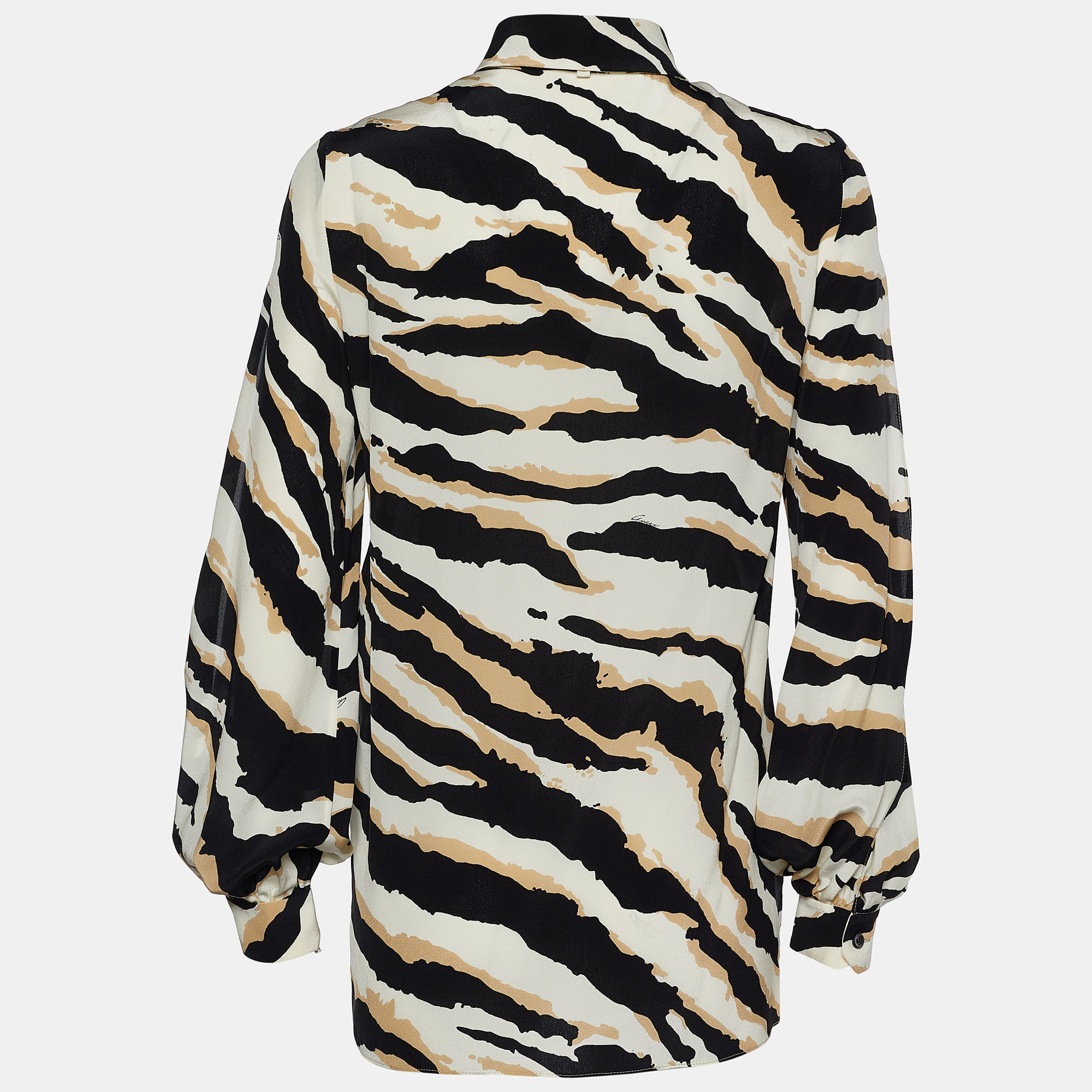 

Gucci White and Black Printed Silk Top