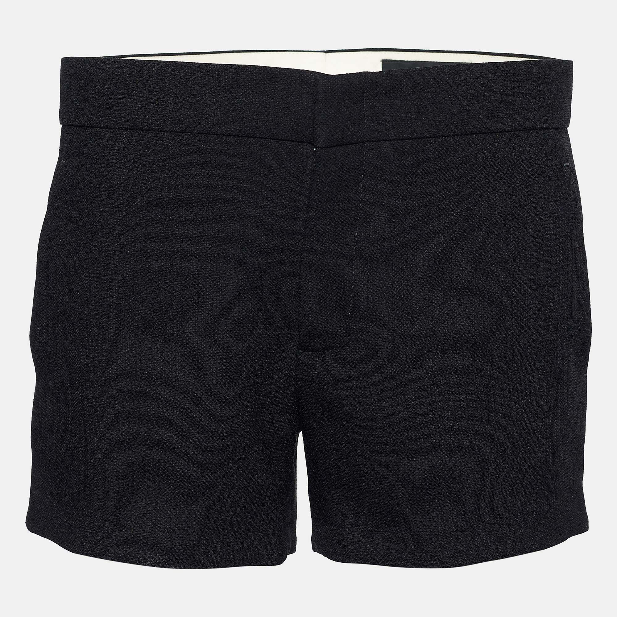 Pre-owned Gucci Black Crepe Pocket Detail Shorts S
