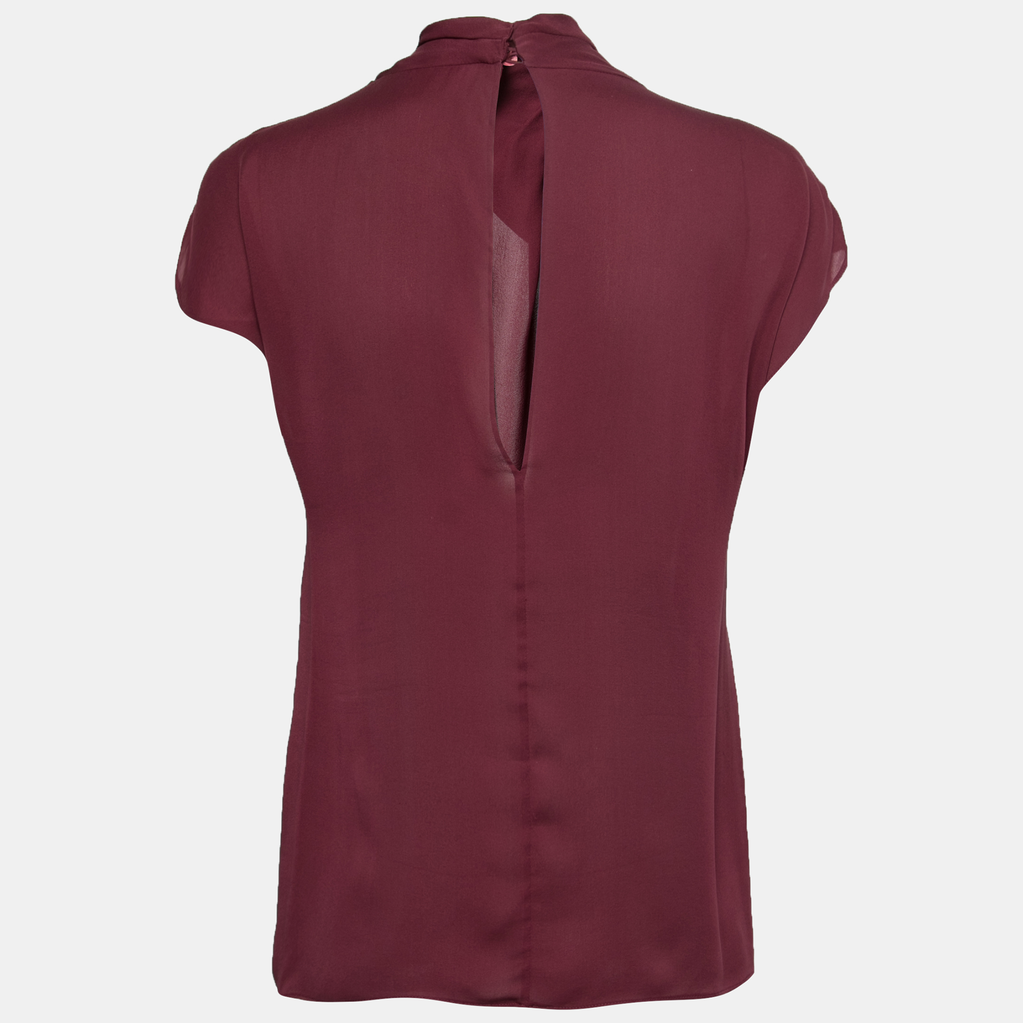 

Gucci Burgundy Silk Sleeveless High Neck Top Blouse