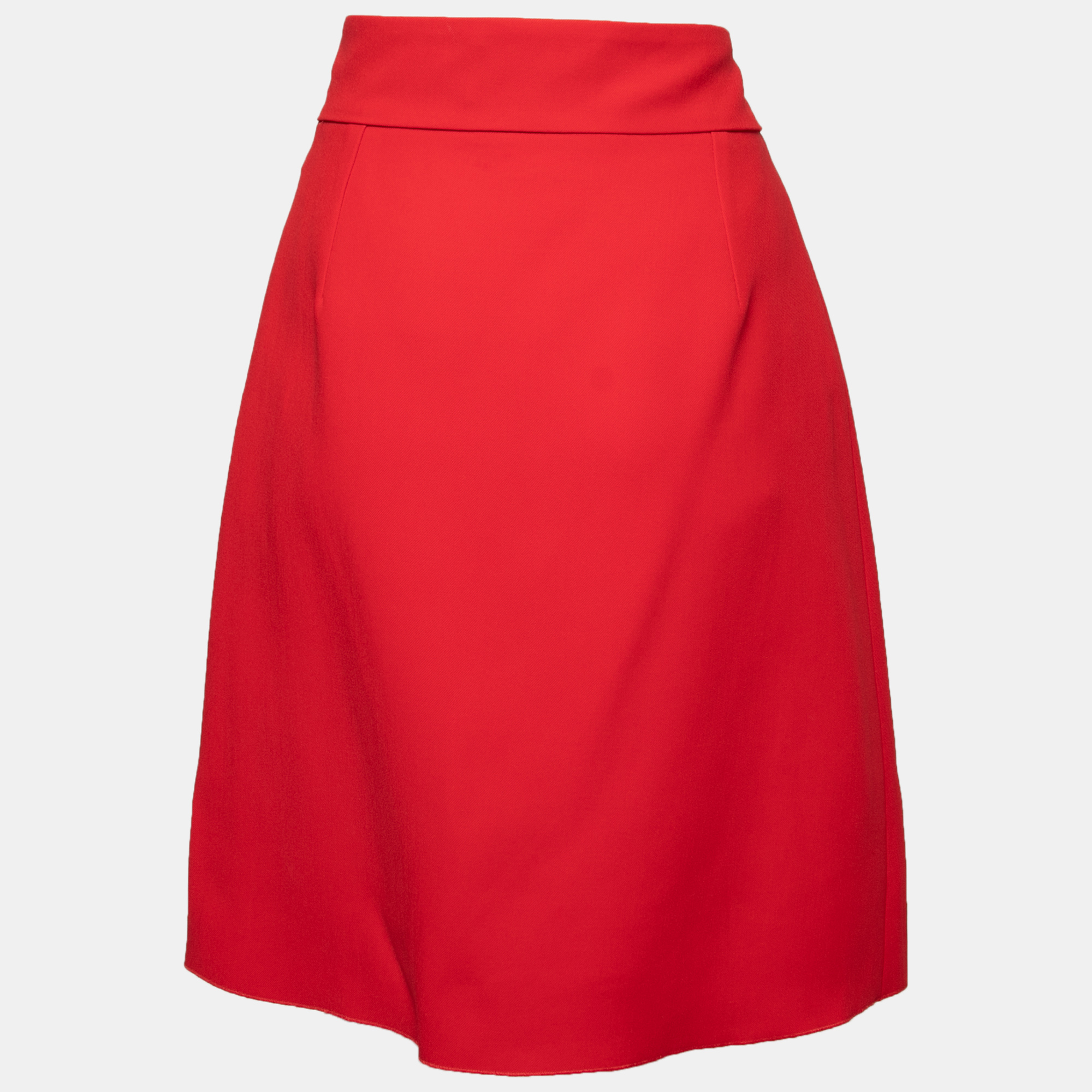 

Gucci Red Wool & Silk GG Buckled A-Line Skirt