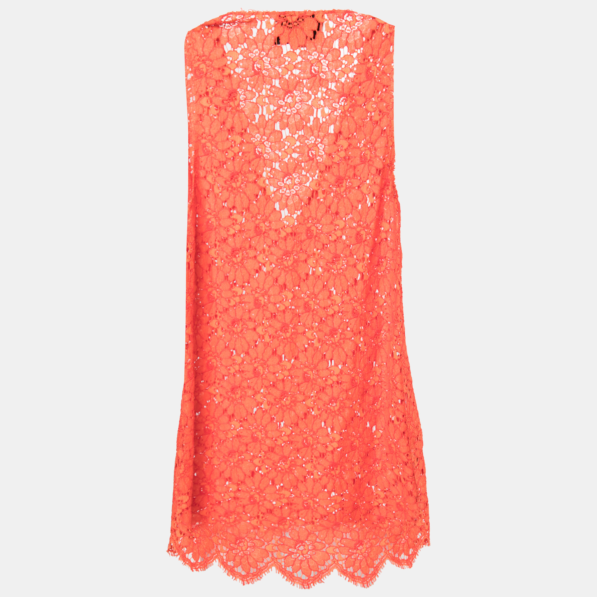 

Gucci Orange Floral Lace Sleeveless V-Neck Top