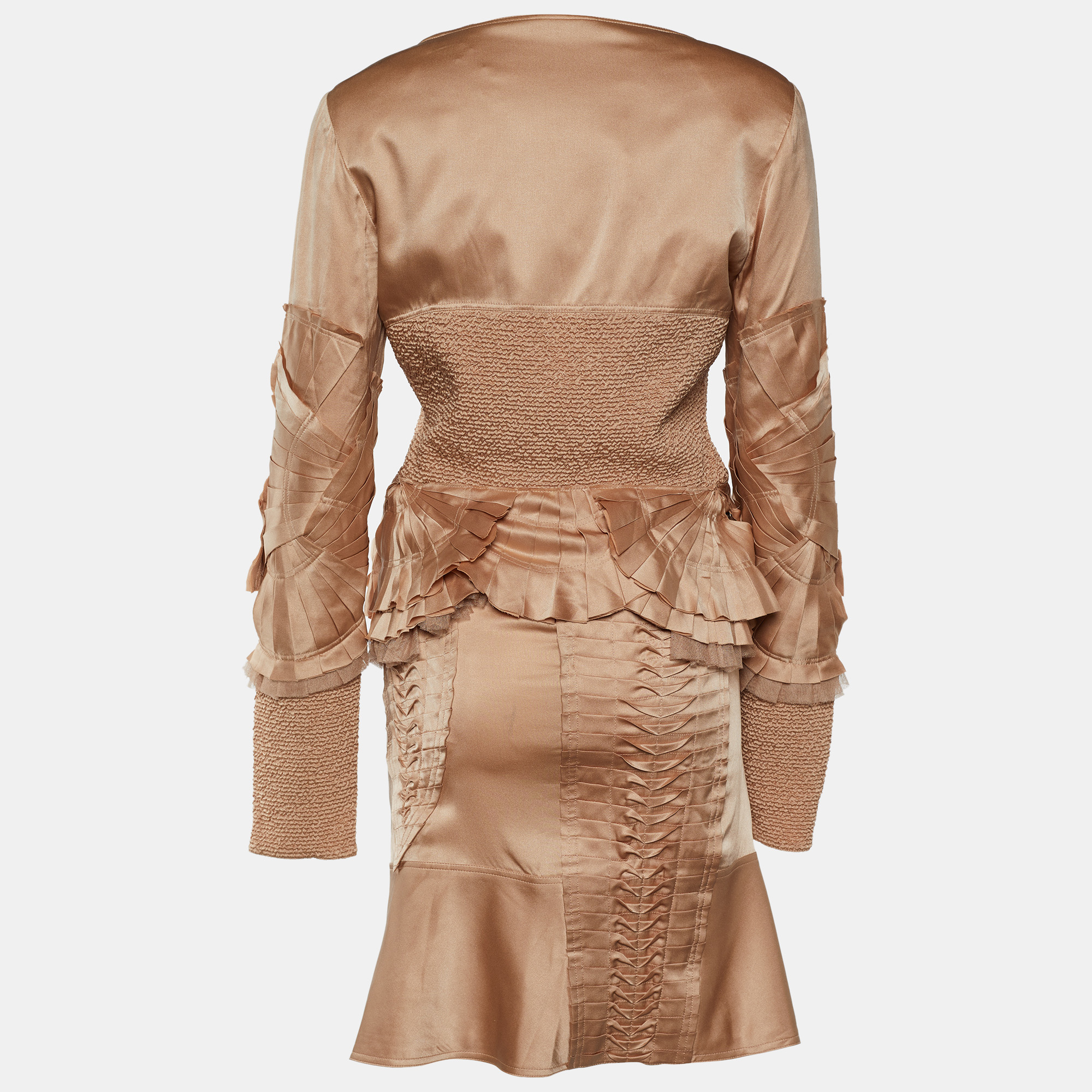 

Gucci Salmon Pink Silk Pleated Skirt Suit /L