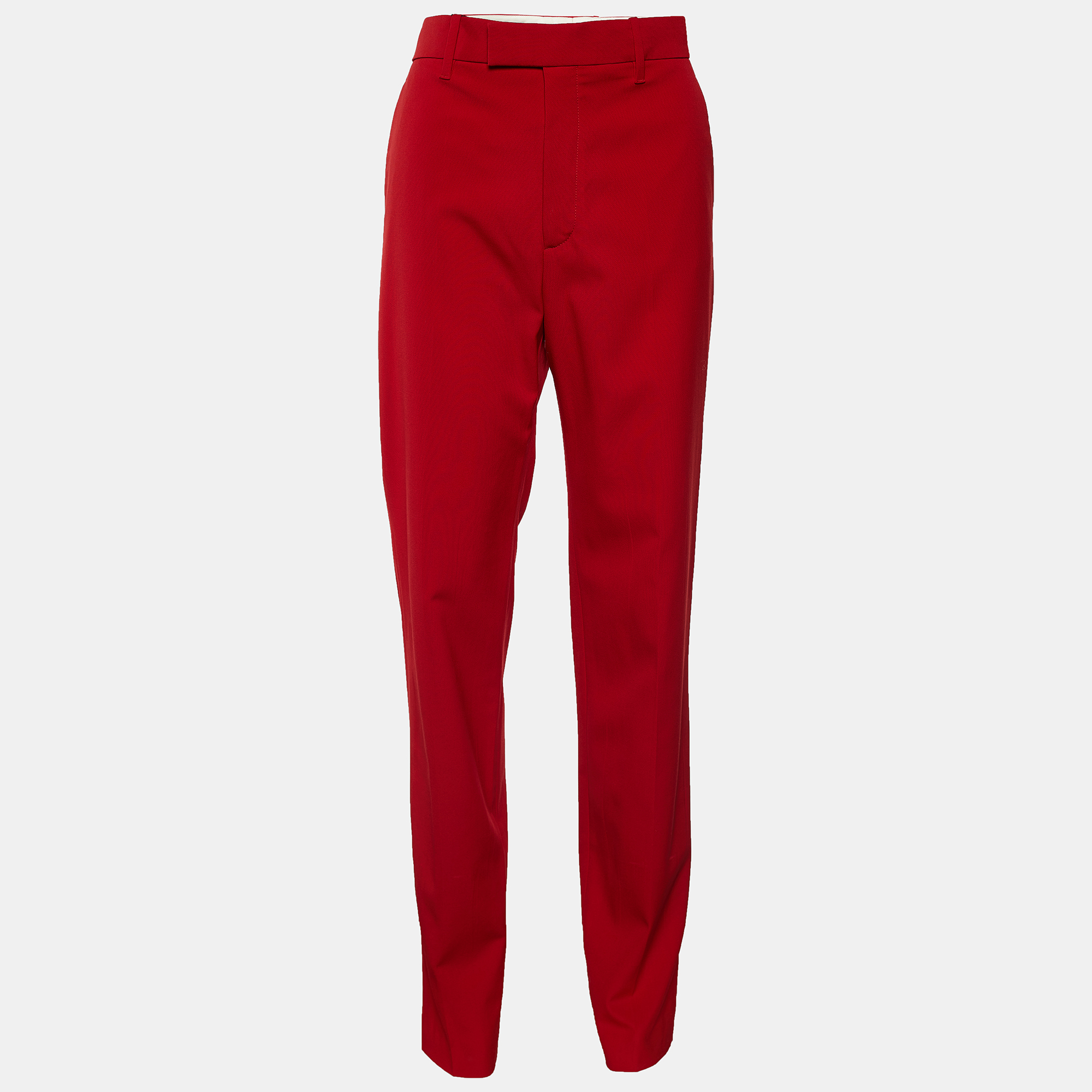 Pre-owned Gucci Red Wool Tapered Trousers S | ModeSens