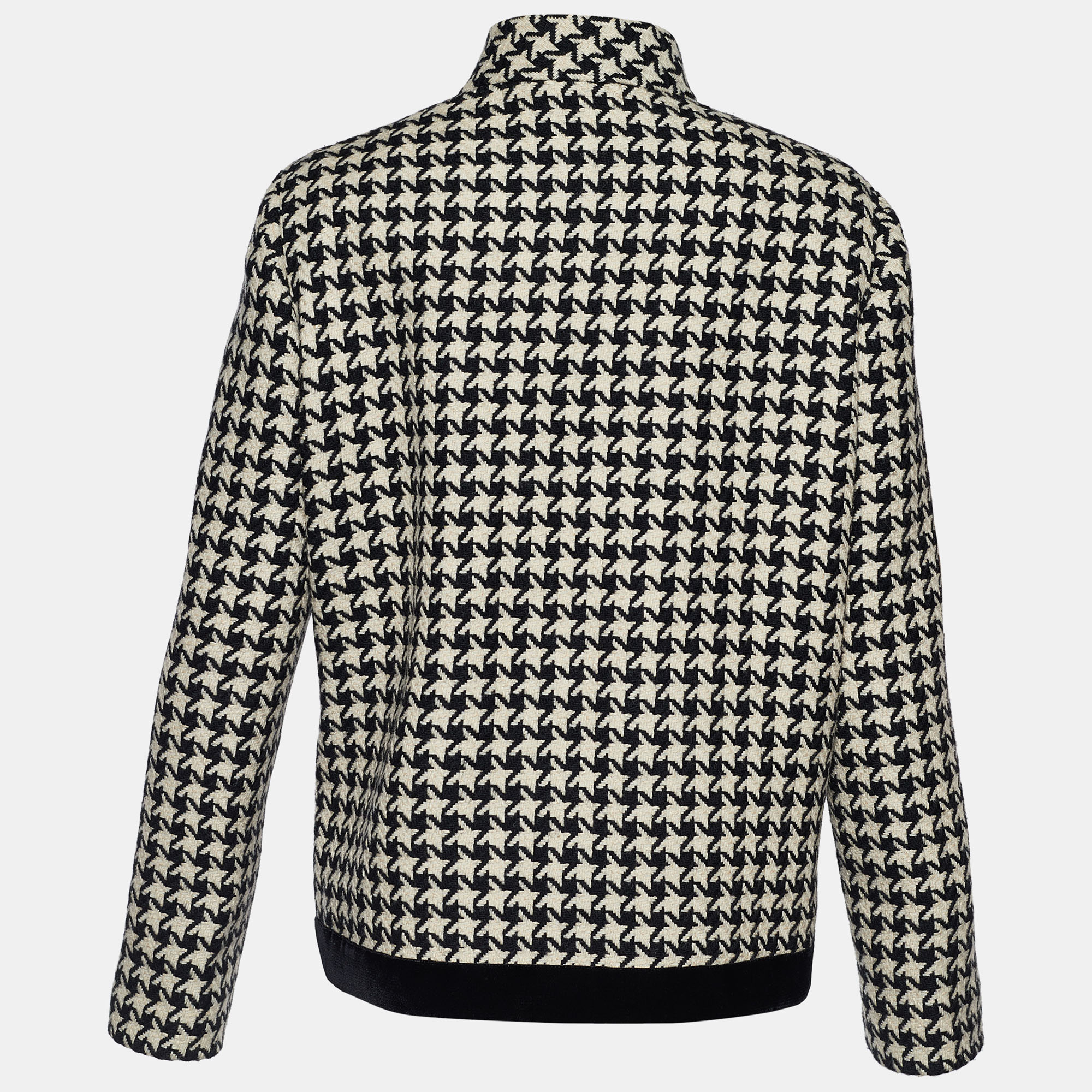 

Gucci Monochrome Houndstooth Optical Tweed Button Front Jacket, Cream