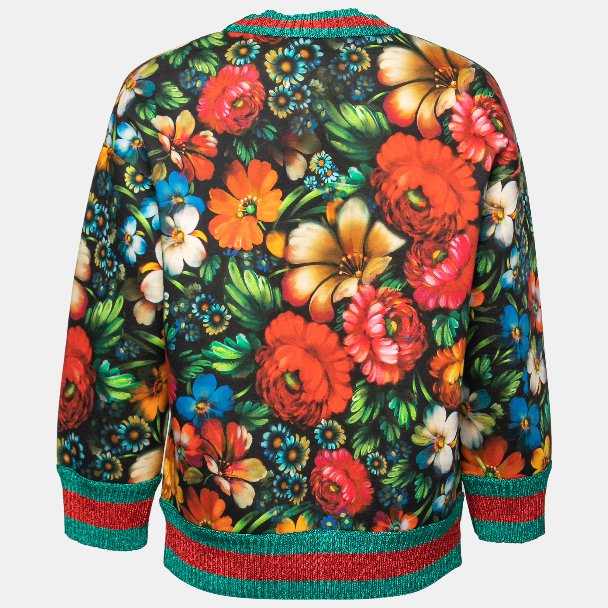 

Gucci Multicolor Floral Printed Cotton Tiger Sequin Embellished Sweatshirt