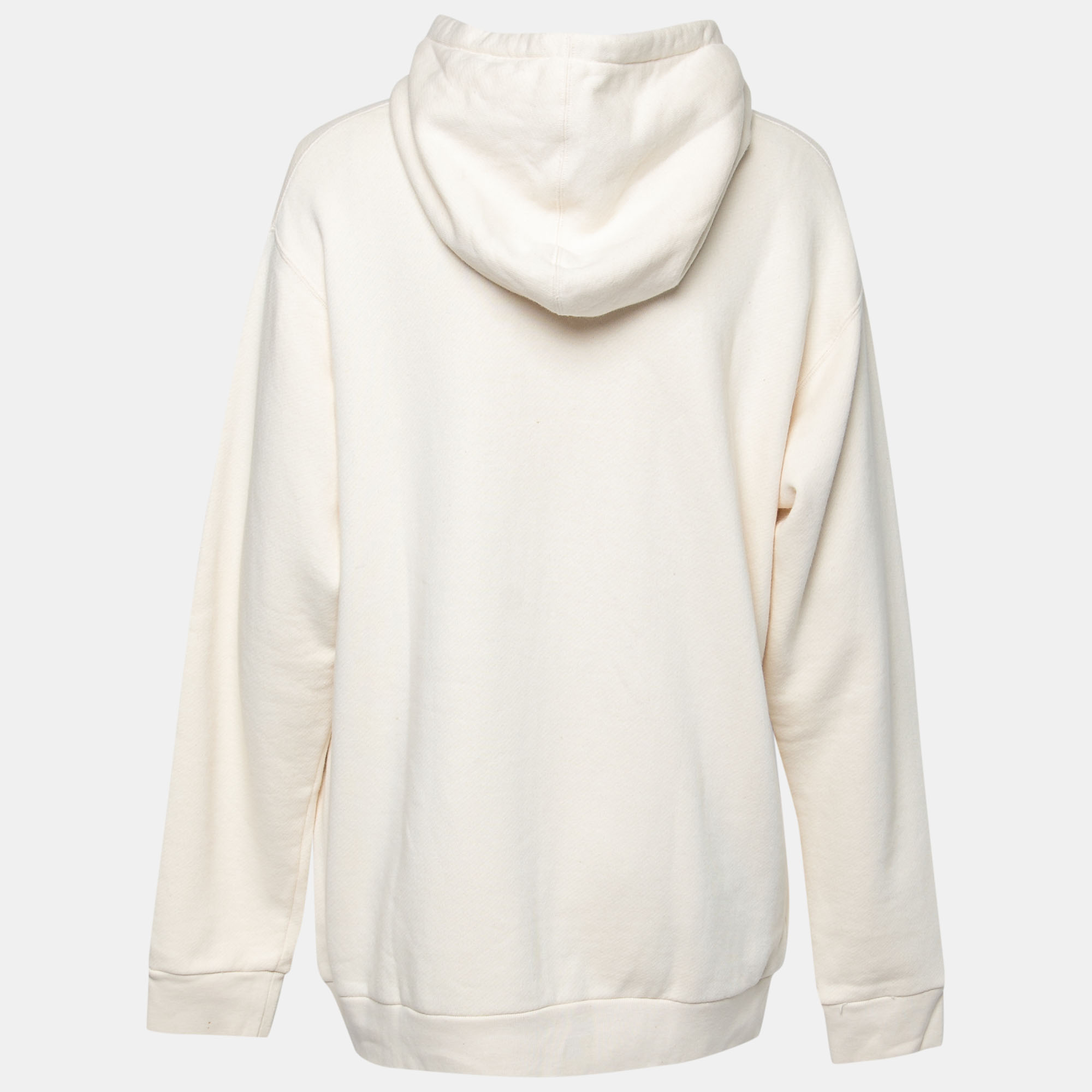 

Gucci Cream Cotton Sequin Logo Embellished Hoodie